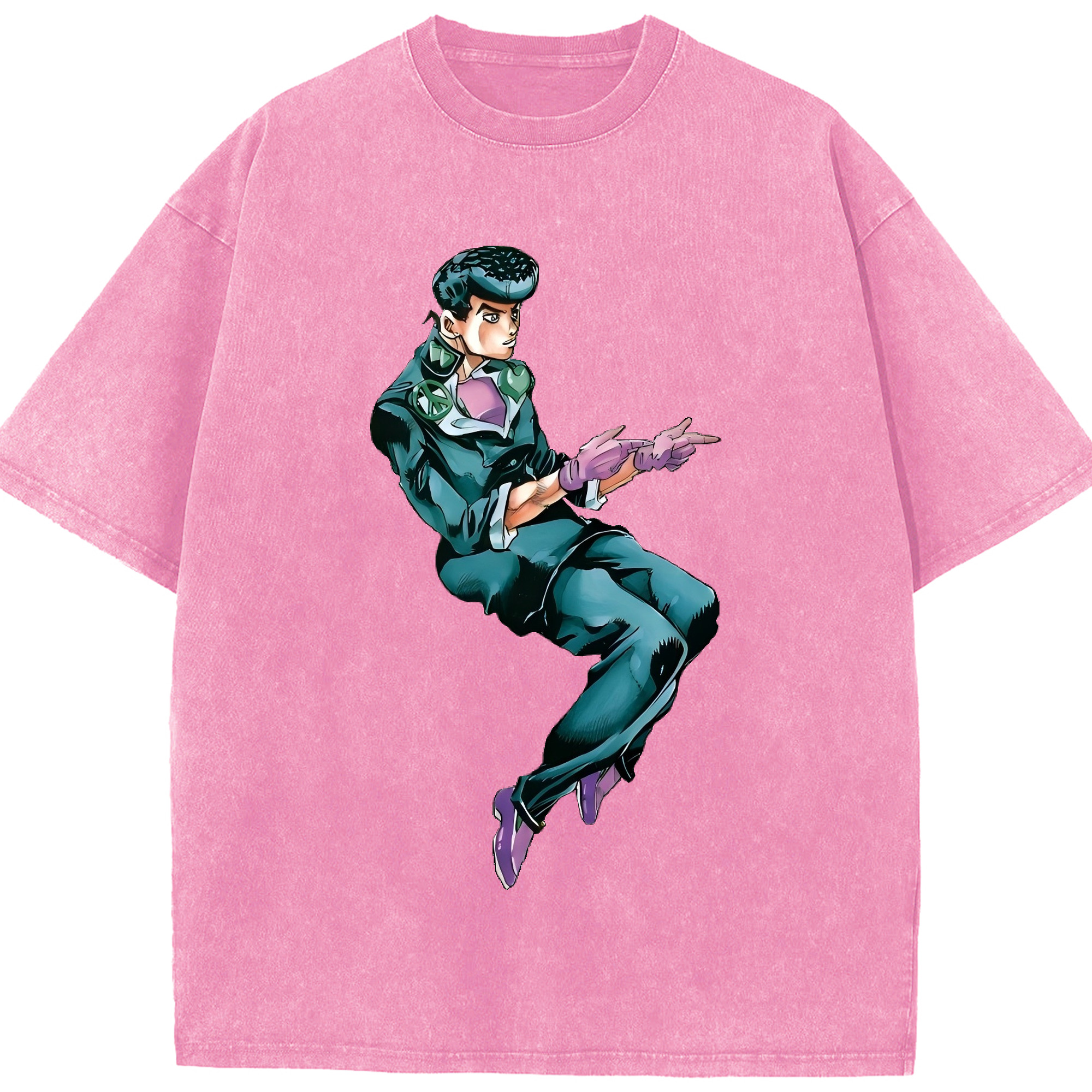 （画像用） ジョジョの奇妙な冒険 ひがしかた じょうすけ JoJo's Bizarre Adventure Higashikata Josuke 綿100% ヴィンテージ風 半袖Tシャツ（フロントプリント）